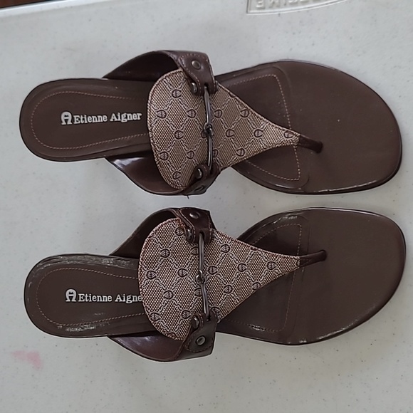 Etienne Aigner "Clayton" Brown Heeled Sandals size 8.5 - Picture 3 of 9